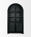 Suri Black Mango Wood Arched Curio Cabinet -2
