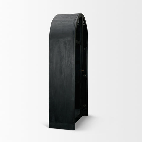 Suri Black Mango Wood Arched Curio Cabinet -5