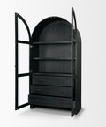 Suri Black Mango Wood Arched Curio Cabinet -6