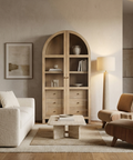 Suri Light Brown Mango Wood Arched Curio Cabinet 