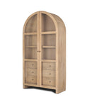 Suri Light Brown Mango Wood Arched Curio Cabinet -1