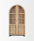 Suri Light Brown Mango Wood Arched Curio Cabinet -2
