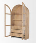 Suri Light Brown Mango Wood Arched Curio Cabinet -6
