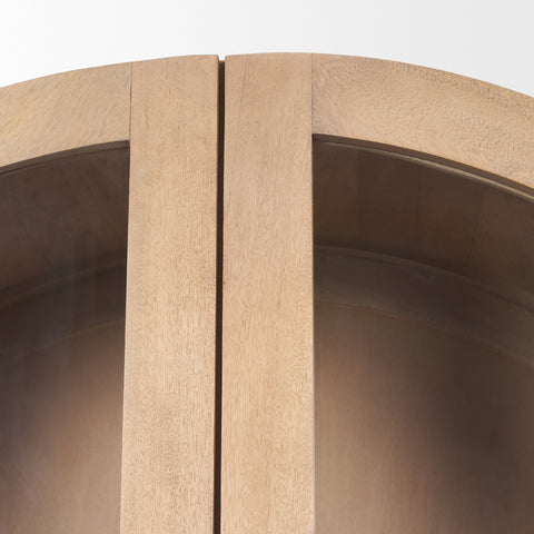 Suri Light Brown Mango Wood Arched Curio Cabinet -7