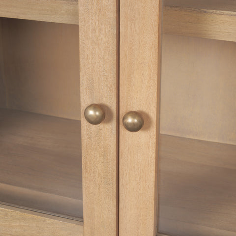 Suri Light Brown Mango Wood Arched Curio Cabinet -8