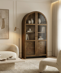 Suri Mid Brown Mango Wood Arched Curio Cabinet 