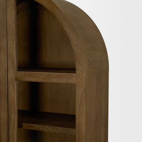 Suri Mid Brown Mango Wood Arched Curio Cabinet -7