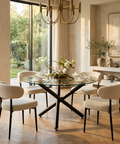 Suzette Black Glass Round Dining Table