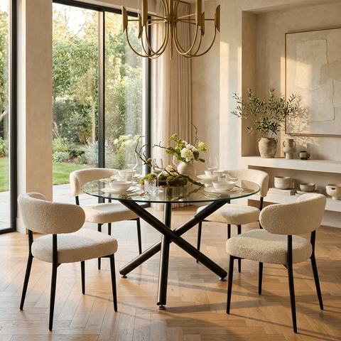 Suzette Black Glass Round Dining Table