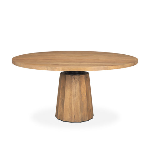 Swanson 60" Light Brown Mango Wood Pedestal Dining Table -1