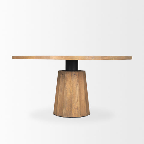 Swanson 60" Light Brown Mango Wood Pedestal Dining Table -2