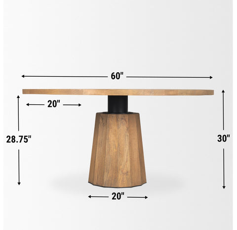 Swanson 60" Light Brown Mango Wood Pedestal Dining Table -6