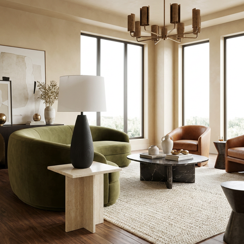 Tala Matte Black Cement Table Lamp 