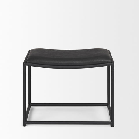 Taniel Black Full-Grain Leather Stool-2