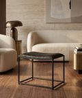 Taniel Black Full-Grain Leather Stool