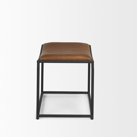 Taniel Brown Full-Grain Leather Stool -3