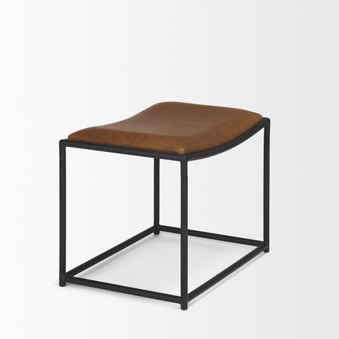 Taniel Brown Full-Grain Leather Stool -4