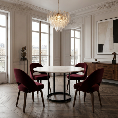 Tanner 48" White Banswara Marble Round Dining Table 
