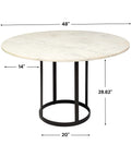 Tanner 48" White Banswara Marble Round Dining Table -56