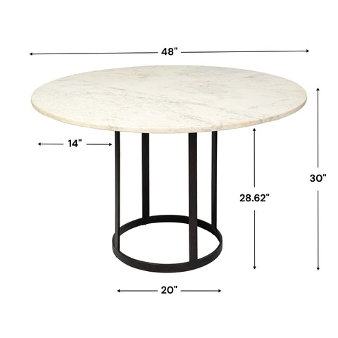 Tanner 48" White Banswara Marble Round Dining Table -56