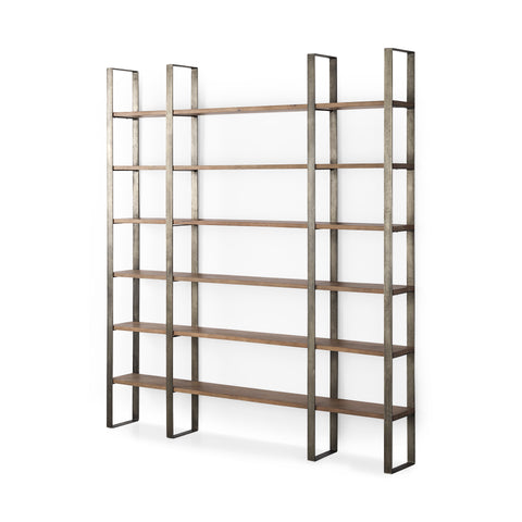 Taunton Brown Solid Hardwood Shelving Unit -1