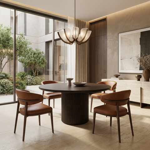 Terra 60" Dark Brown Mango Wood Round Dining Table 