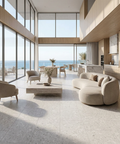white terrazzo floor tile