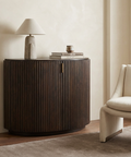 Terra Dark Brown Fluted Mango Wood Accent Cabinet