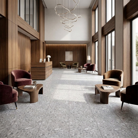 grey terrazzo floor tile