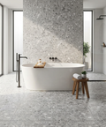 Grey terrazzo floor tile