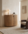 Terra Light Brown Fluted Mango Wood Accent Cabinet 