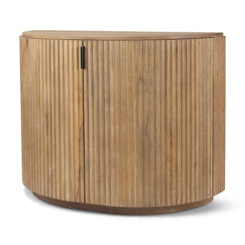 Terra Light Brown Fluted Mango Wood Accent Cabinet -1