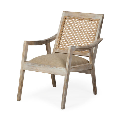 Teryn Cream Fabric Cane Back Accent Chair -1