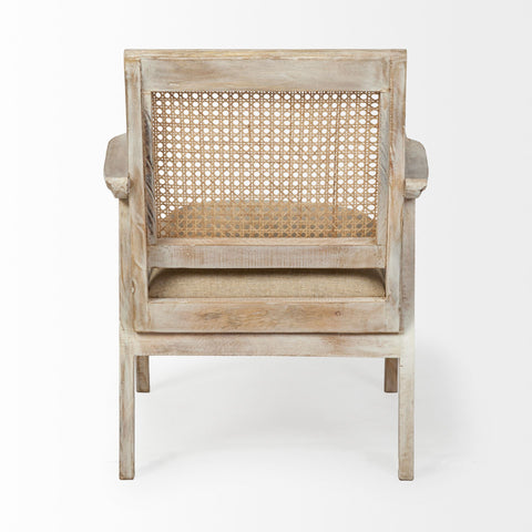 Teryn Cream Fabric Cane Back Accent Chair -4