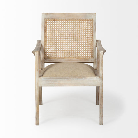 Teryn Cream Fabric Cane Back Accent Chair -5
