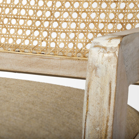 Teryn Cream Fabric Cane Back Accent Chair -6