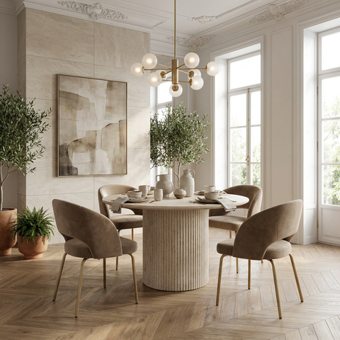 Thalia Travertine Round Dining Table