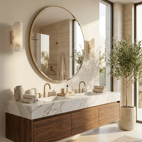 Thallo Gold Round Wall Mirror