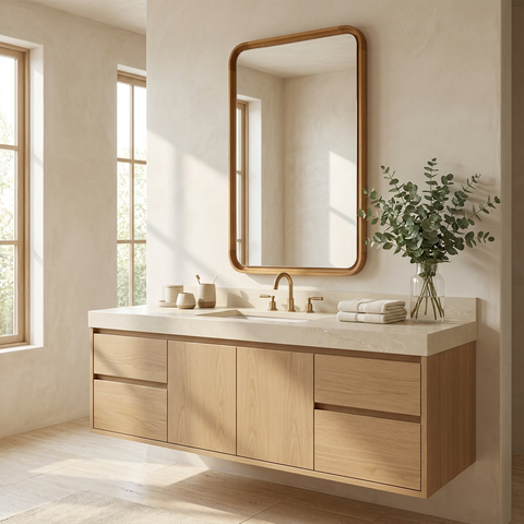 Tillie Natural Wood Modern Wall Mirror