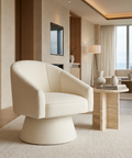 Tilsy Ivory Boucle Swivel Accent Chair