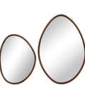 Tivoli Walnut Wood Modern Wall Mirror Set of 2 -1