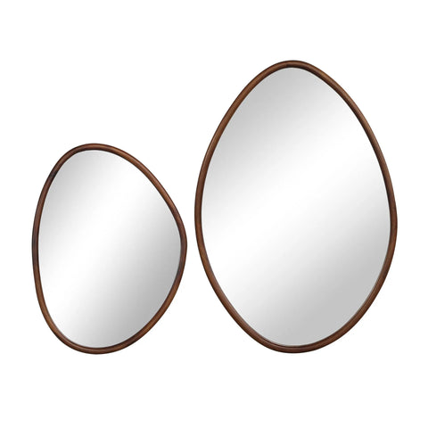 Tivoli Walnut Wood Modern Wall Mirror Set of 2 -1