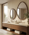 Tivoli Walnut Wood Modern Wall Mirror Set of 2 