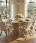 Topanga Whitewashed Cream Upholstered Dining Chair - Mercana