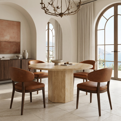 Torreno 42" Travertine Round Dining Table 