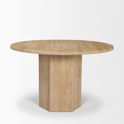 Torreno 42" Travertine Round Dining Table -2