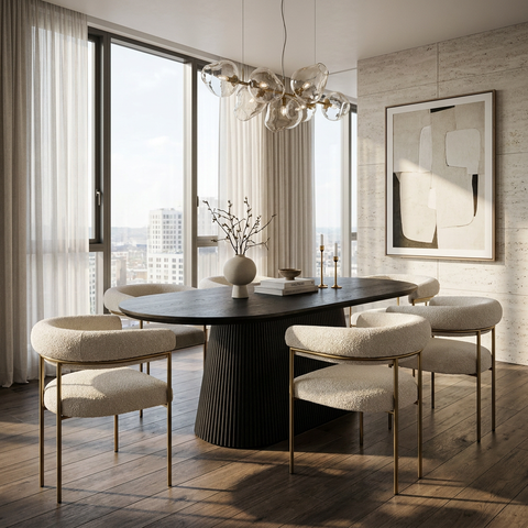 Tovas Black Oak Oval Dining Table