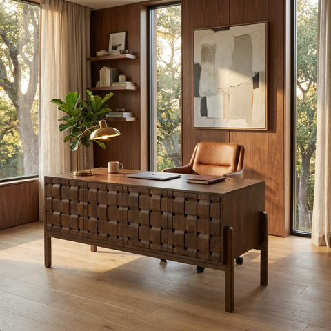 Trellyn Brown Solid Mango Wood Desk 