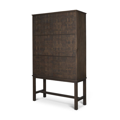 Truss Dark Brown Mango Wood Tall Cabinet -1