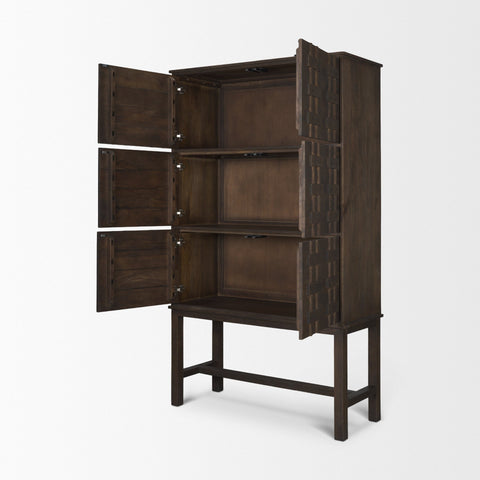 Truss Dark Brown Mango Wood Tall Cabinet -3